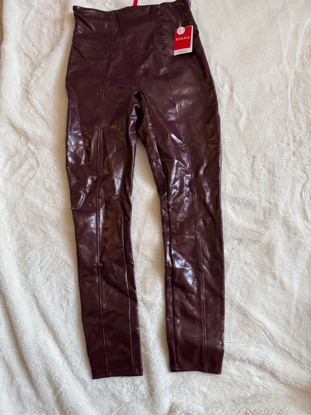 SPANX Faux Leather Leggings - Burgundy Shine